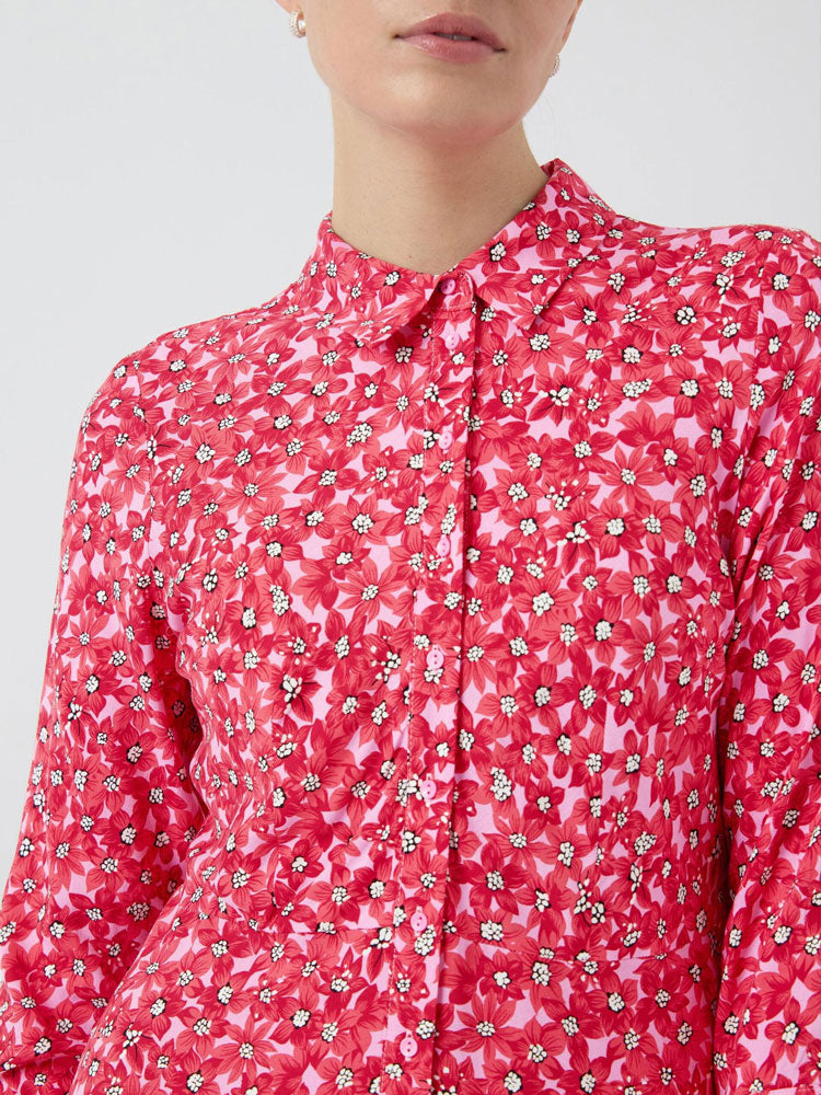 YAS Yassavanna Long Shirt Dress Cyclamen Polly Print