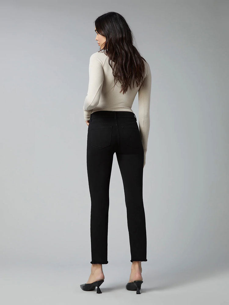 DL1961 Mara Straight Ankle Jeans Black Peached Raw