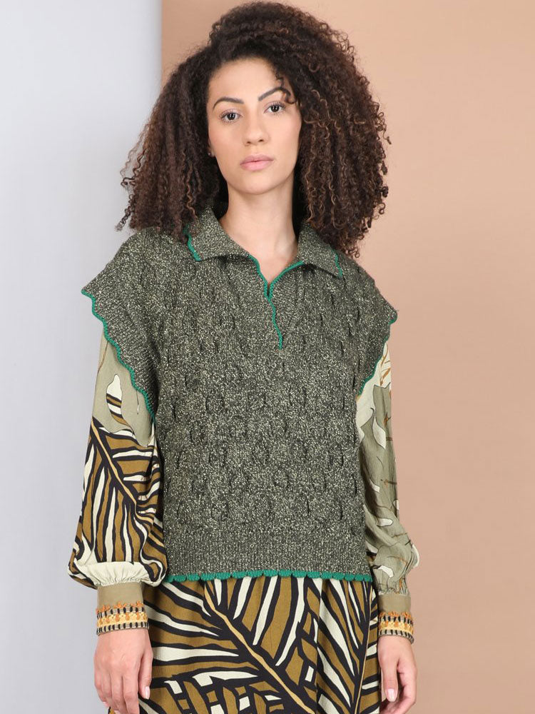 Blank Liana Knitted Top Green