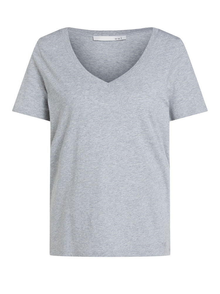 Oui V-Neck T-Shirt Grey