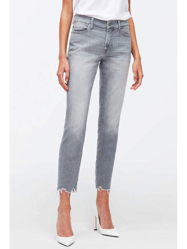 7 For All Mankind Roxanne Ankle Worn Out Hem Grey