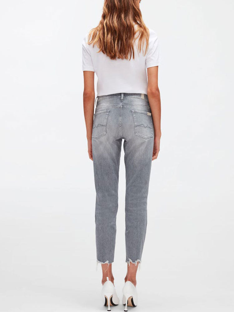 7 For All Mankind Roxanne Ankle Worn Out Hem Grey