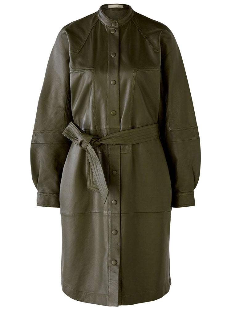 Oui Dark Green Leather Dress Oui Dark Green Leather Dress