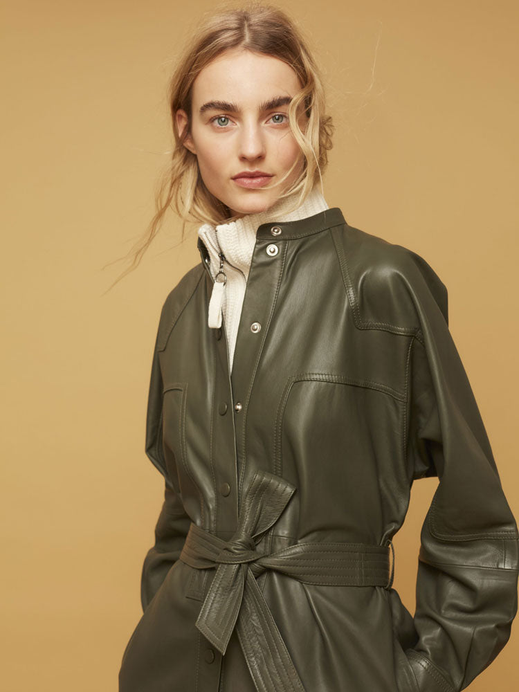 Oui Dark Green Leather Dress - Renee's Oui Dark Green Leather Dress - Renee's