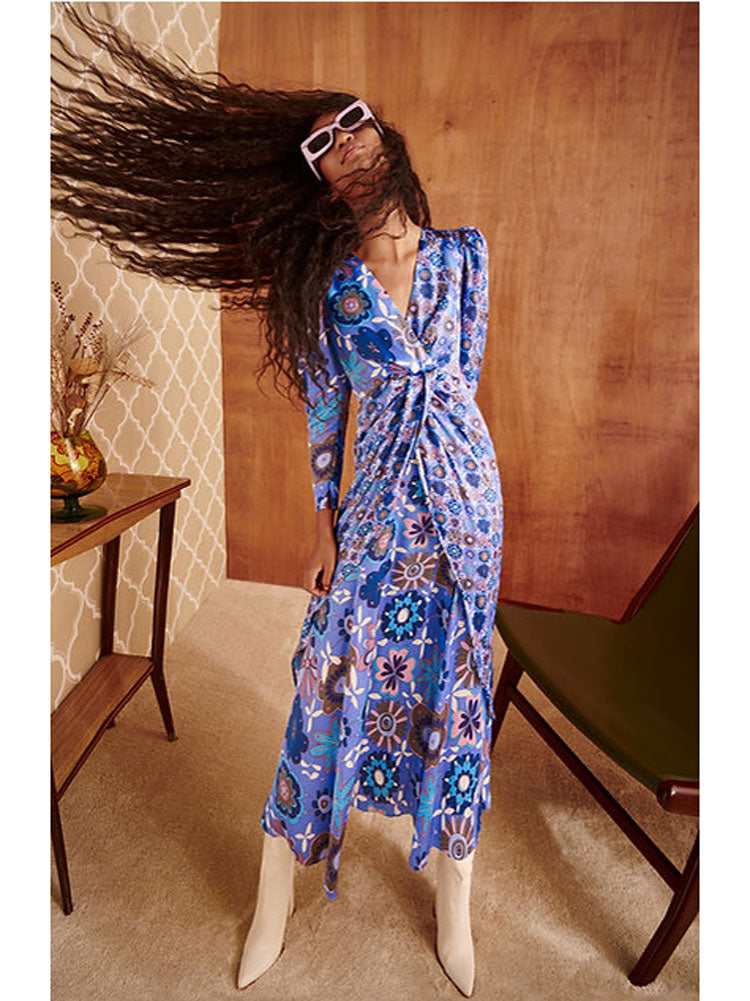 Celia B Kazbek Dress Blue - Renee's Celia B Kazbek Dress Blue - Renee's