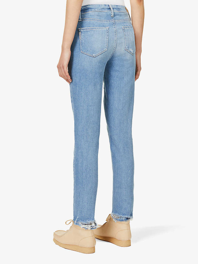 Paige Hoxton Crop Jeans With Frayed Hem Blue