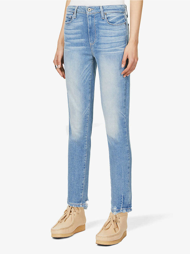 Paige Hoxton Crop Jeans With Frayed Hem Blue