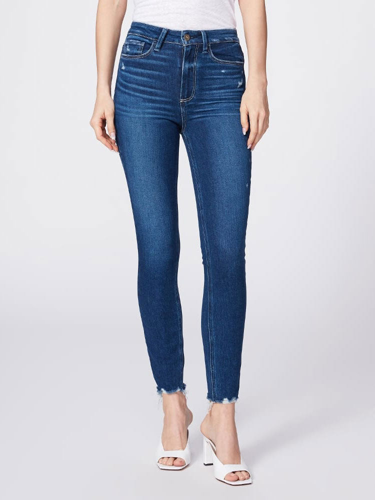 Paige Margot Ankle Jeans With Raw Hem Blue