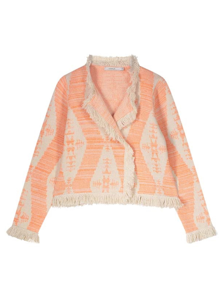 Summum Knitted Ikat Jacquard Jacket Papaya